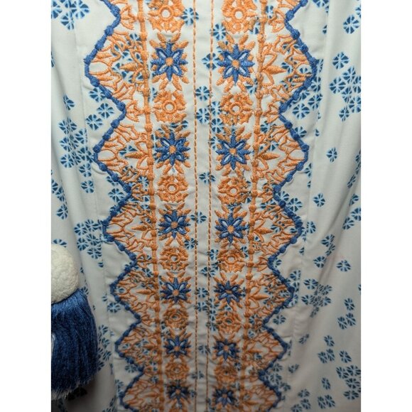 Cabana Life Womens L Colorful Peasant Cover Up Dress Resort Swim Blue Orange - Picture 5 of 10